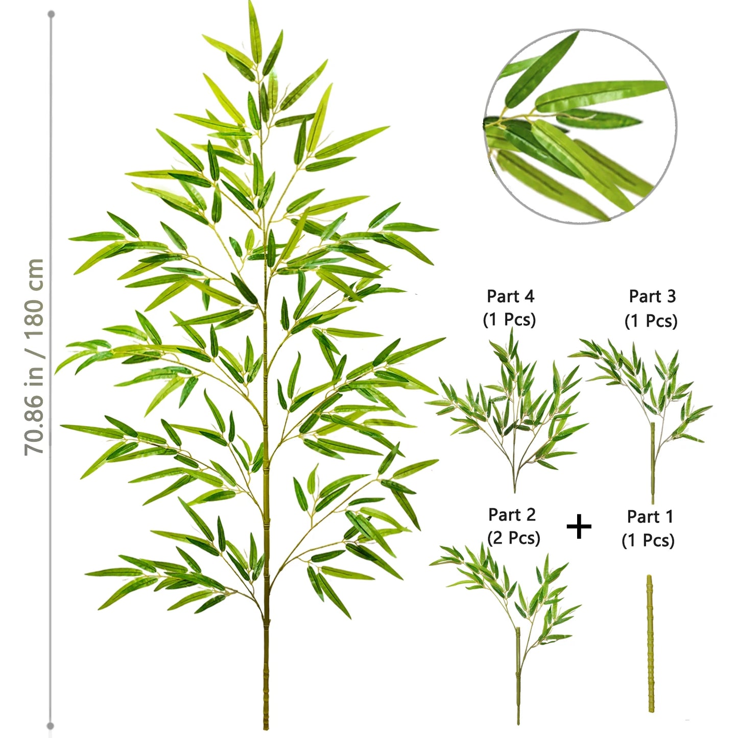 Green Silk Artificial Bamboo Branch Plant