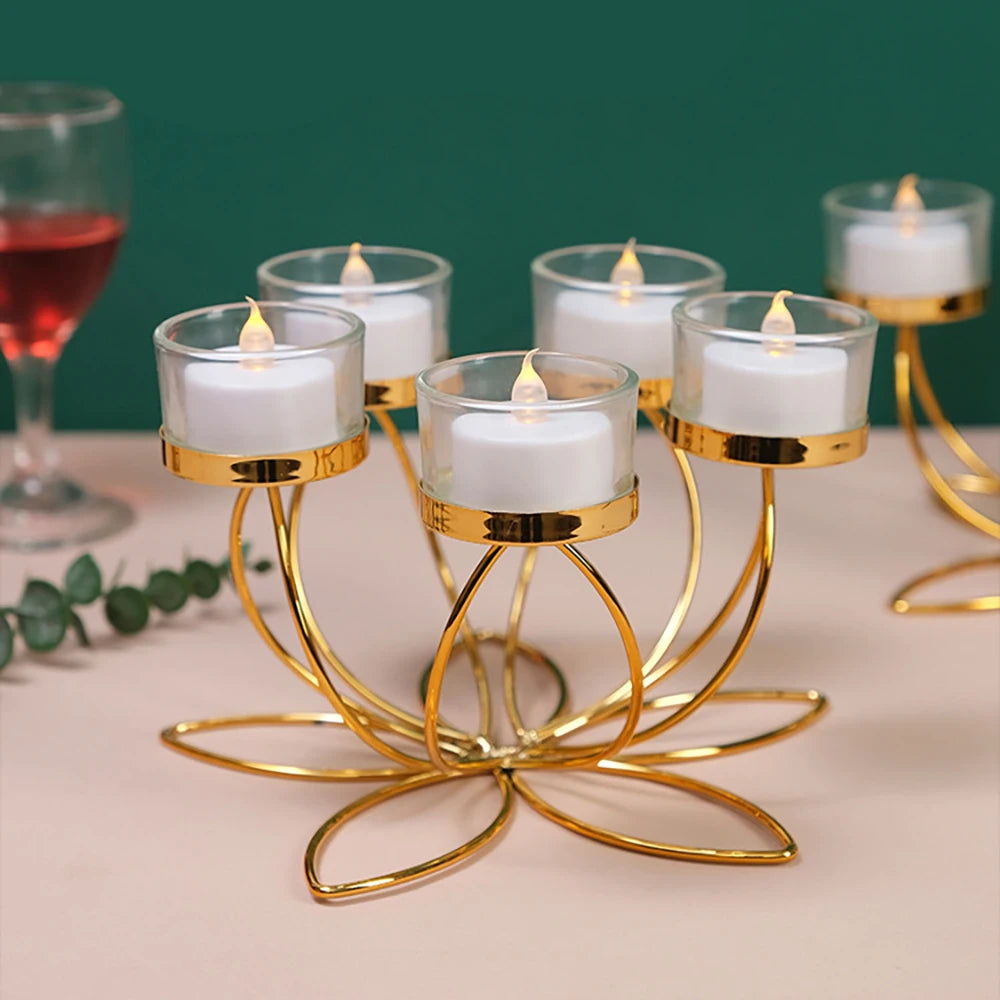 Metal Candlestick Holder — Gold Iron Candle Holders for Romantic Candlelight Dinner & Table Decoration