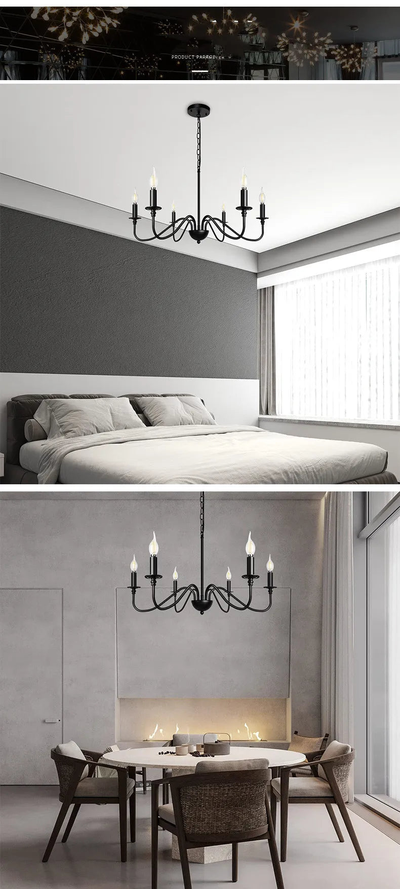 Retro Black Gold Loft Chandelier