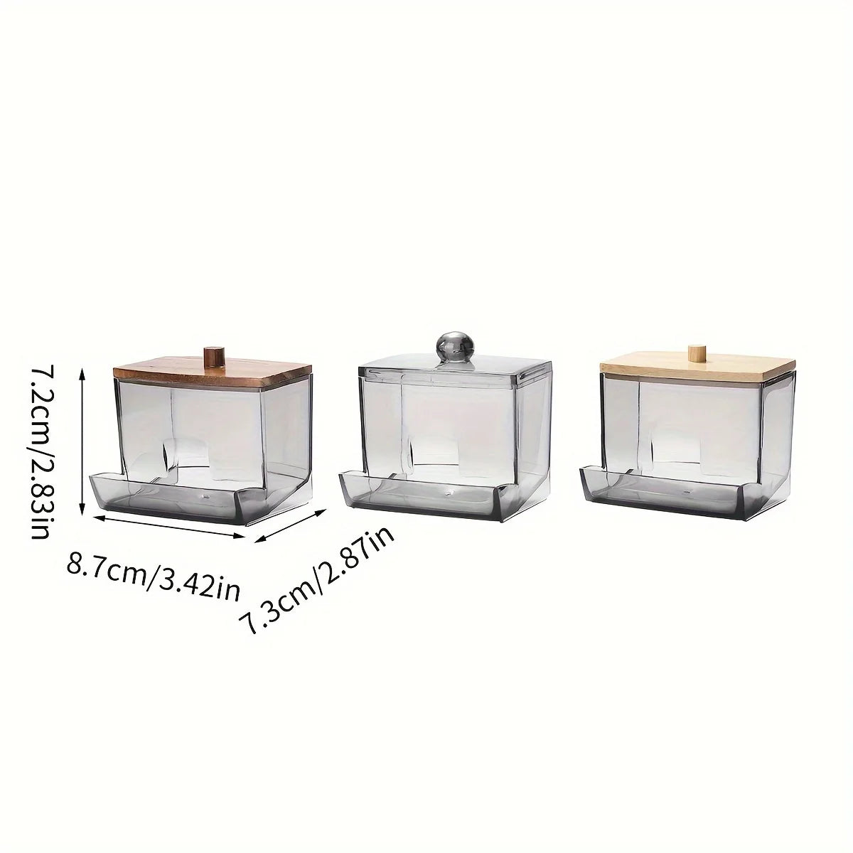 Clear Acrylic Bamboo Lid Cotton Swab Dispenser