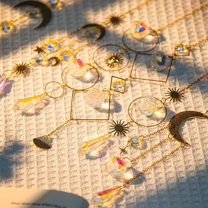 Crystal Moon Star Rainbow Suncatcher Wind Chime