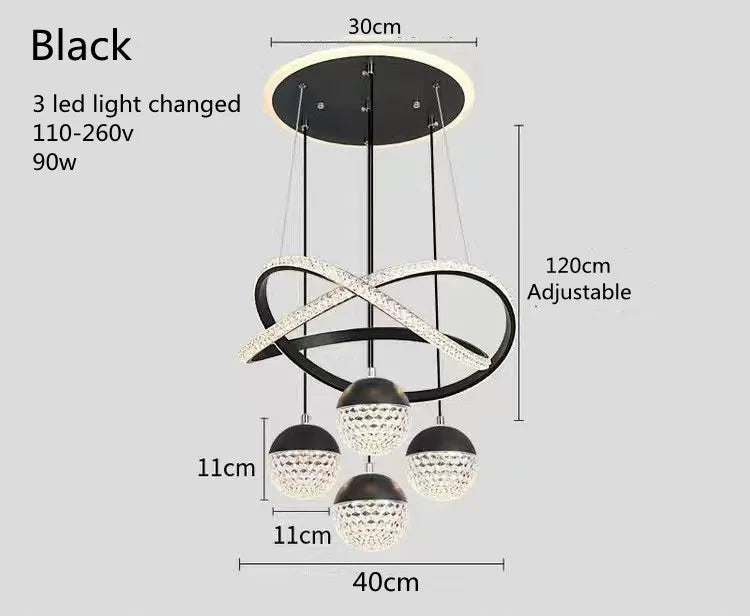 Nordic Iron Acrylic Art Deco LED Chandelier