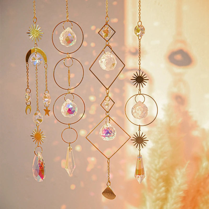 Crystal Moon Star Rainbow Suncatcher Wind Chime