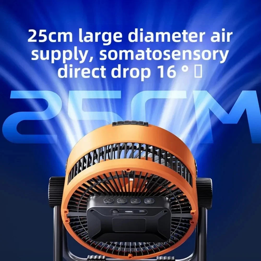 Portable Camping Fan — Rechargeable Dual Air Outlet with Night Light