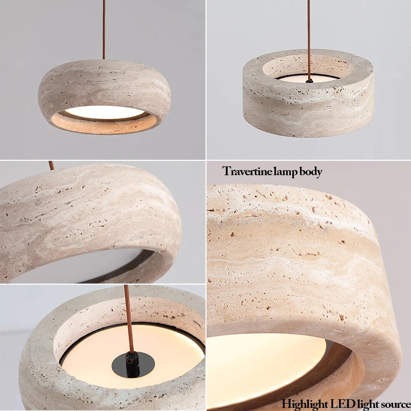 Travertine Natural Stone LED Pendant Light