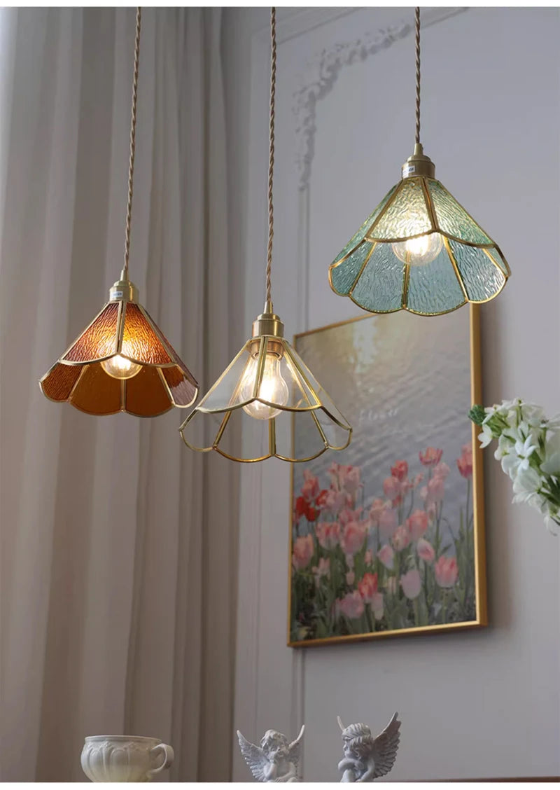 Retro Copper Tiffany Stained Glass Wall Lamp