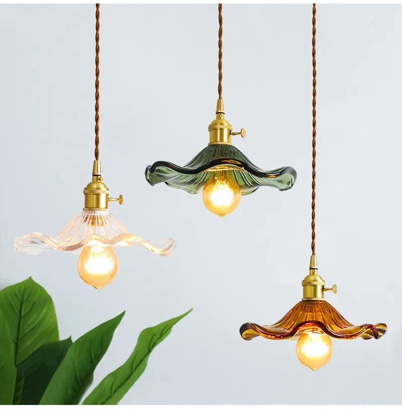 Copper Colorful Glass Ceiling Pendant Lamp