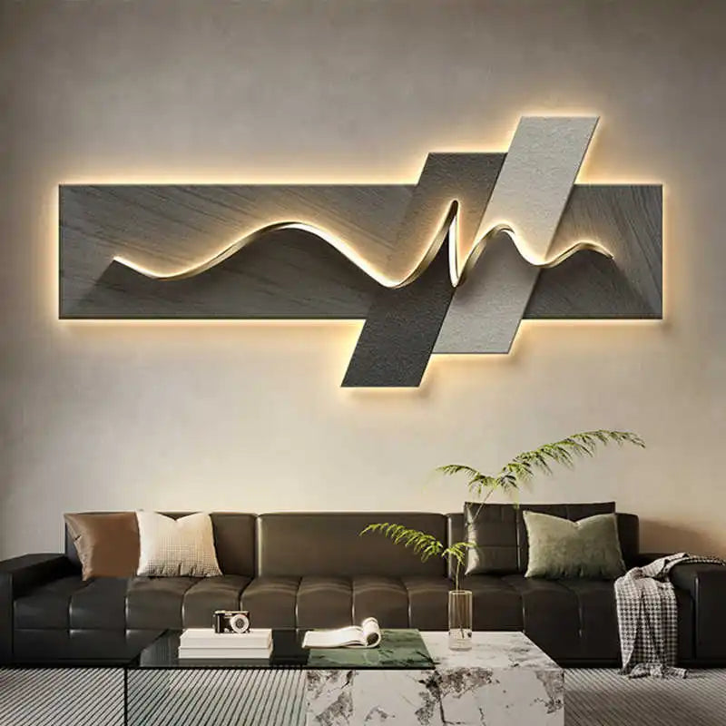 Modern Minimalist Wooden LED Ambient Living Room Wall Lamp