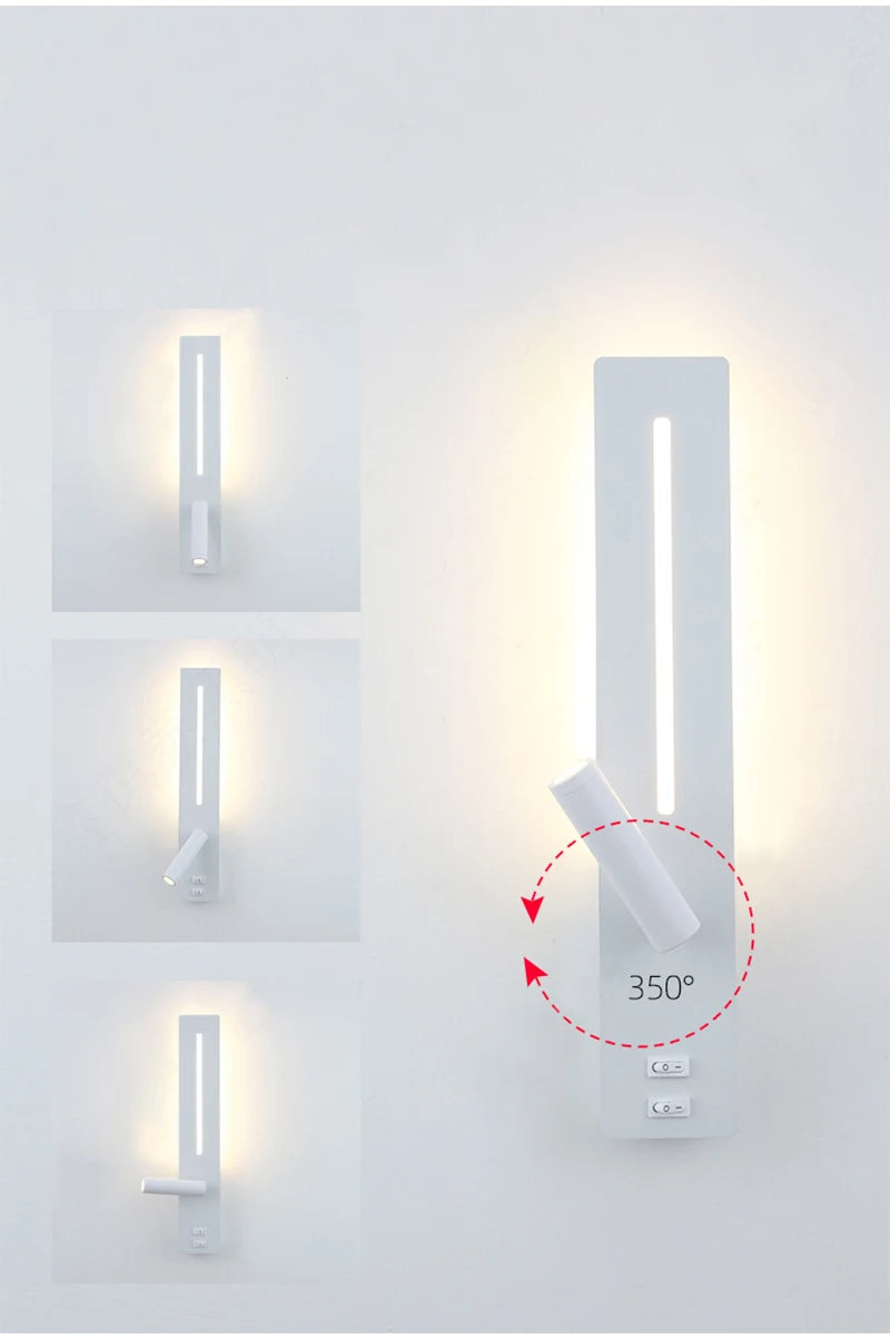 USB Charging Bedside Reading Wall Lamp