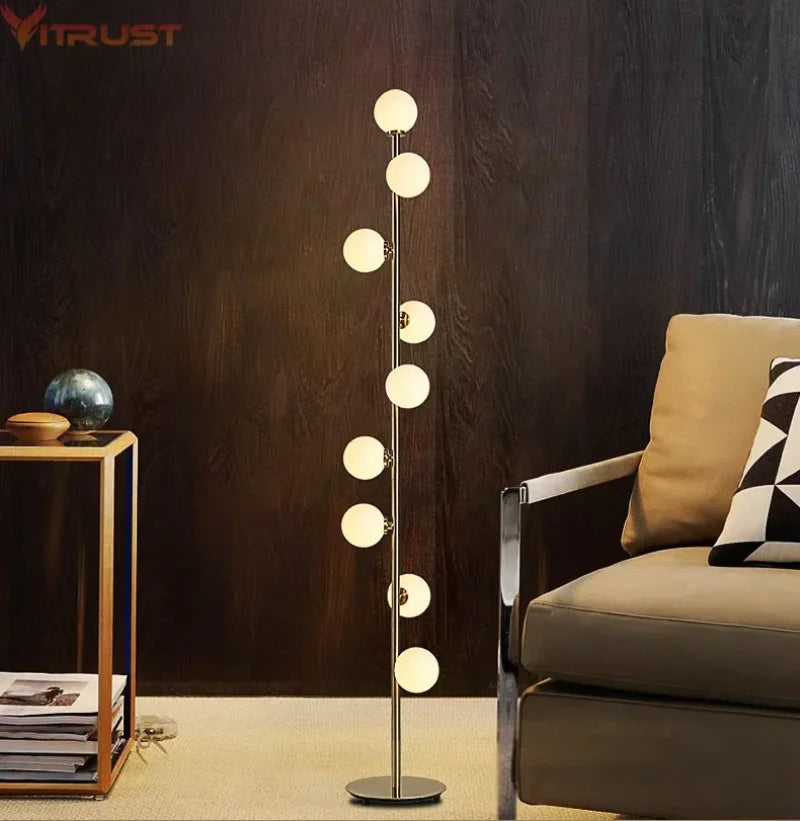 Nordic Floor Lamp — Modern LED Standing Light | Frosted Glass Shade | Contemporary Lighting