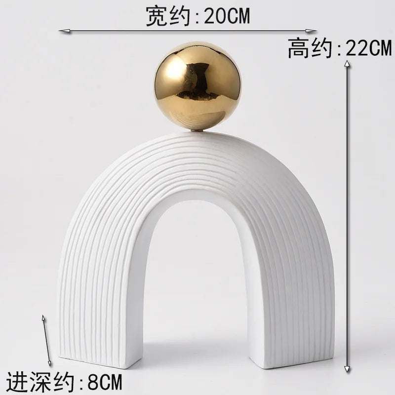 Black Gold Electroplated Resin Ball Arch Sculpture Set