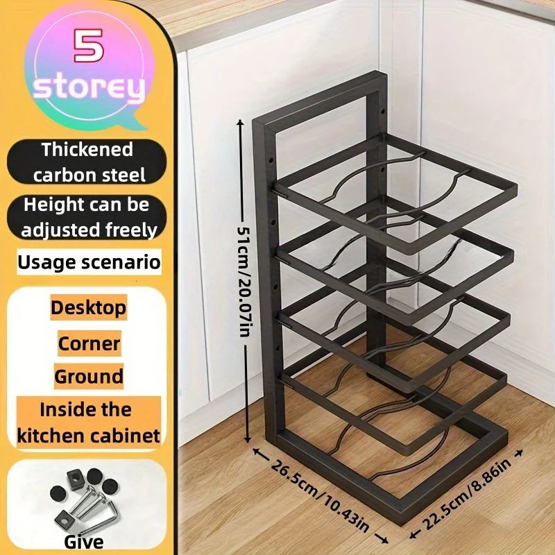 Multi-Layer Adjustable Stainless Steel Pot Rack