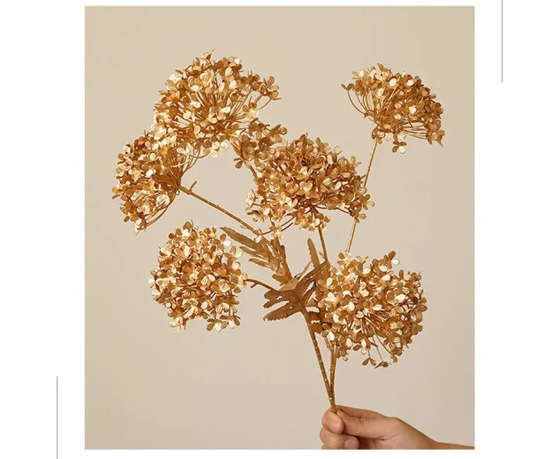 Gold Silk Rose Hydrangea Artificial Flower Arrangement