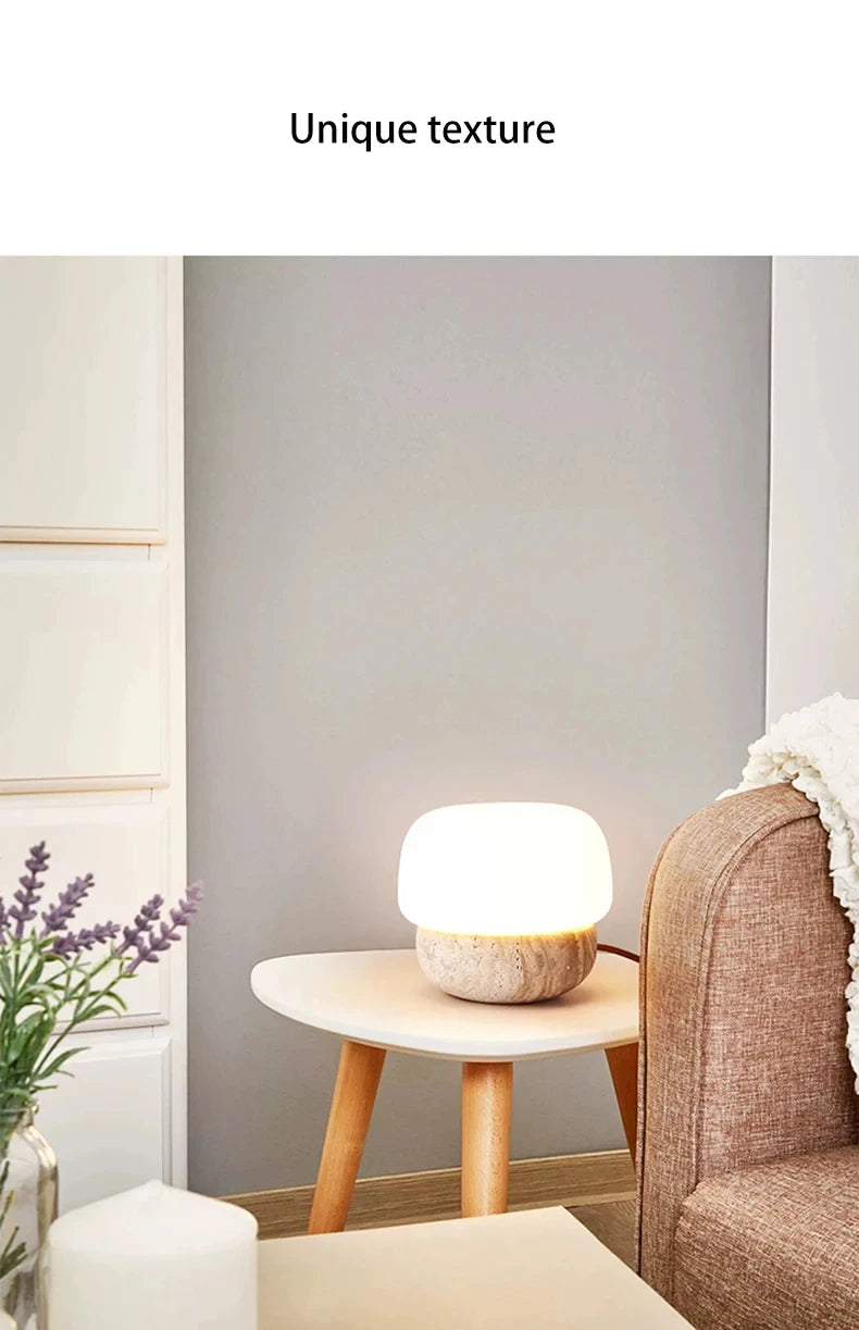 Travertine Mushroom Shaped LED Floor Lamp