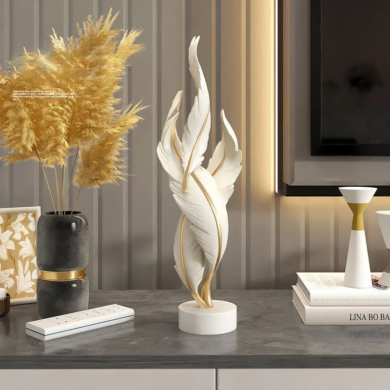 Modern Creative Feather Resin Desktop Sculpture