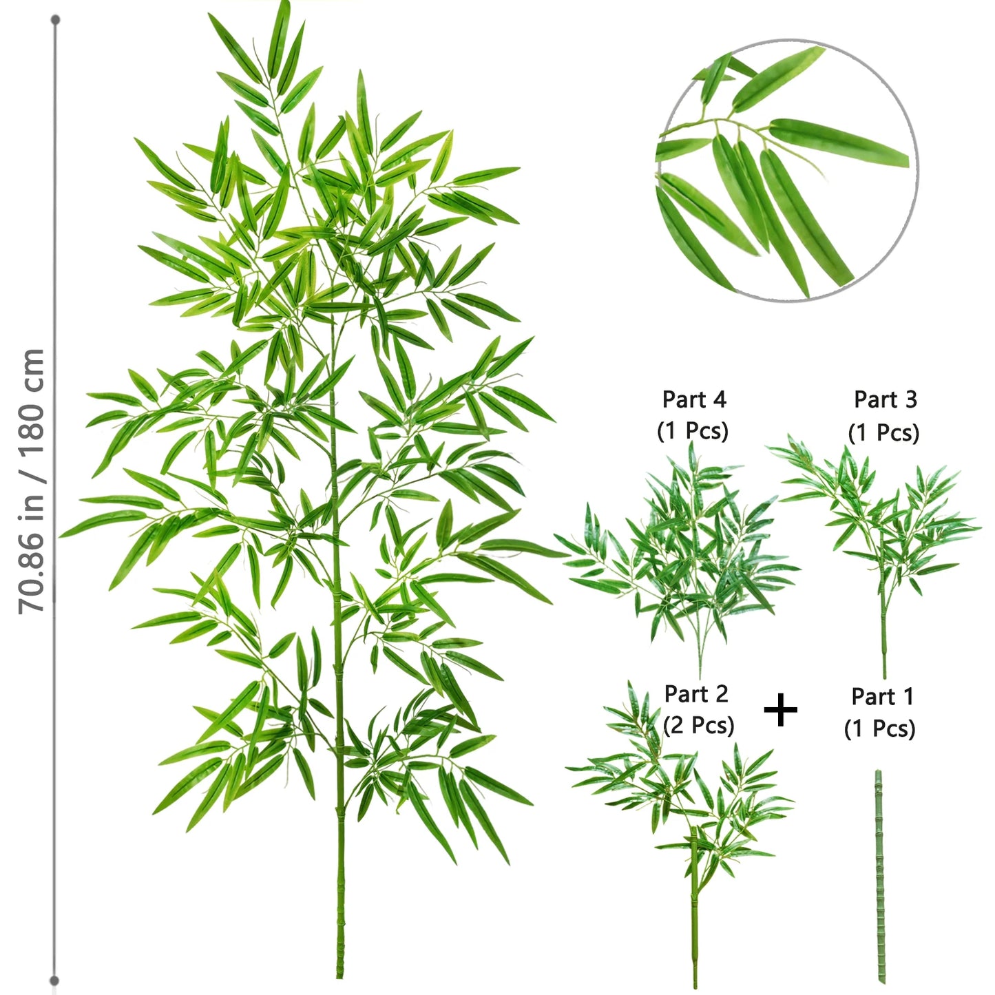 Green Silk Artificial Bamboo Branch Plant