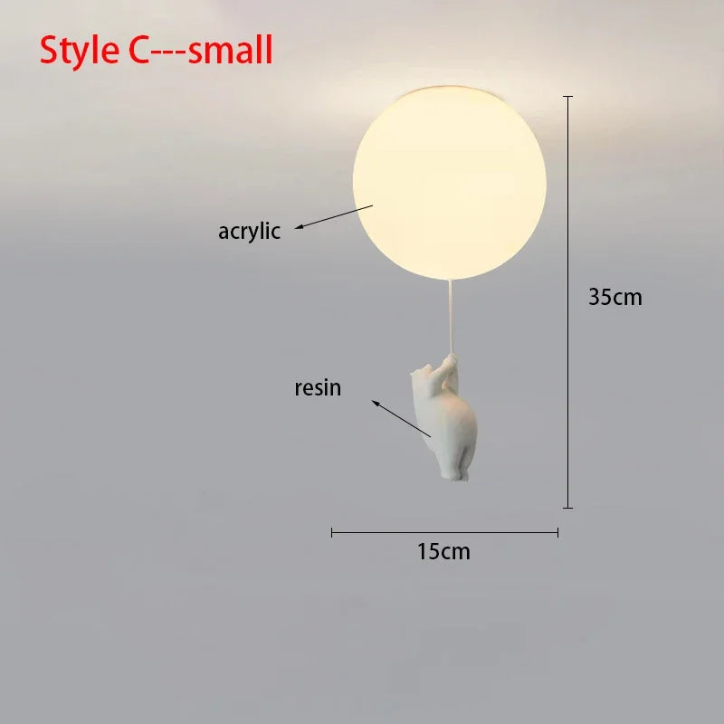 Cartoon Bear Acrylic Bedroom Ceiling Lamp