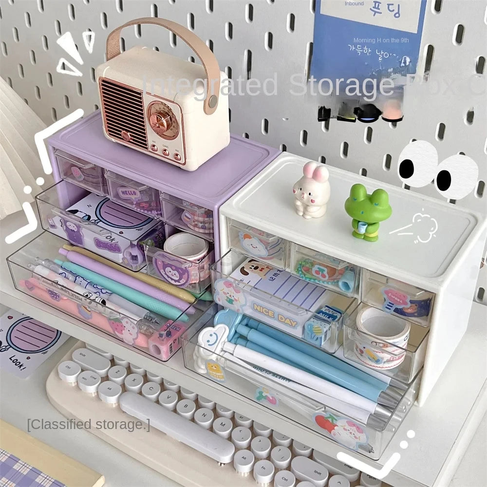 Transparent 9 Grid Desktop Office Drawer Organizer