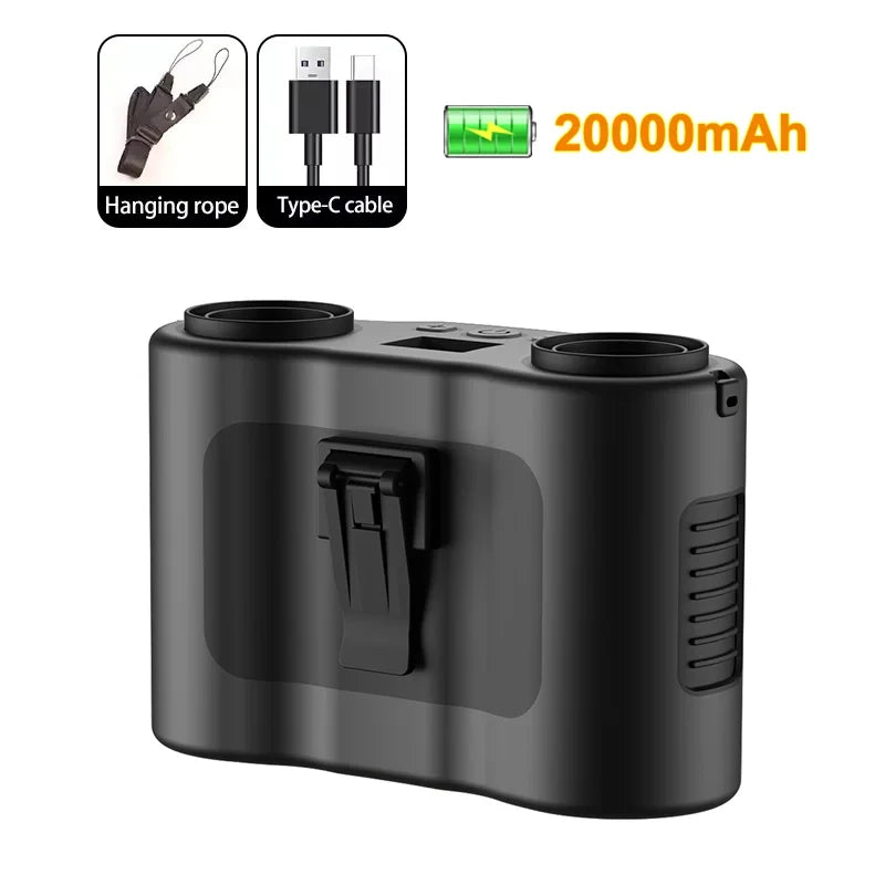 Portable Camping Fan — Rechargeable Dual Air Outlet with Night Light