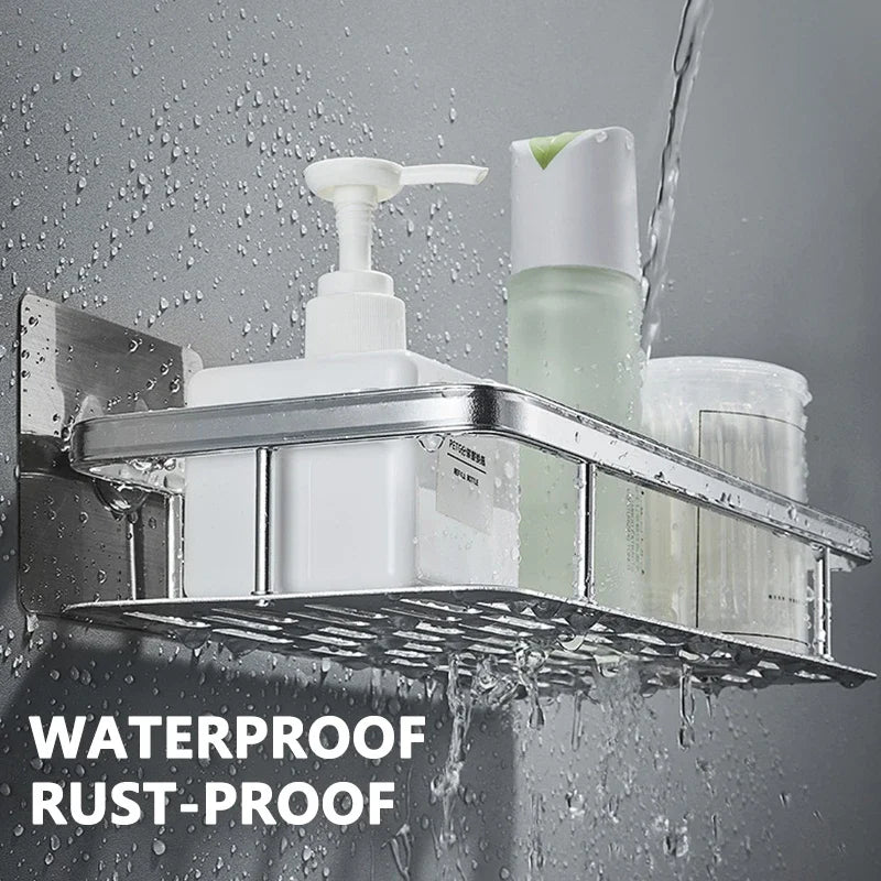 No Drill Corner Shower Waterproof Metal Storage Shelf