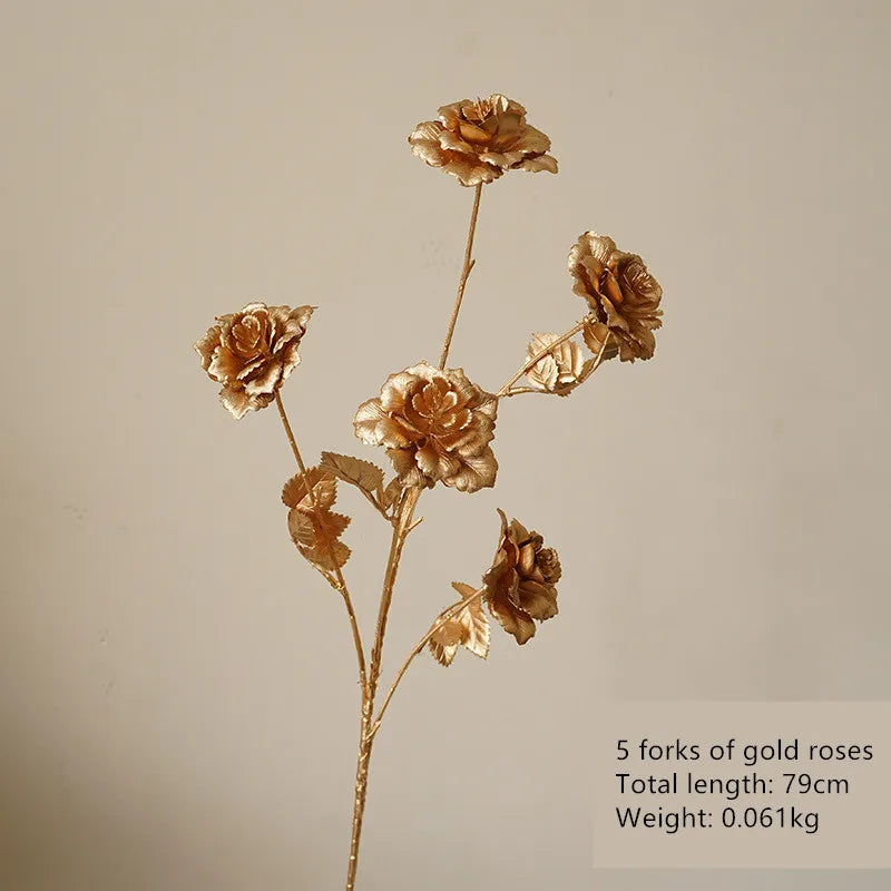 Gold Silk Rose Hydrangea Artificial Flower Arrangement