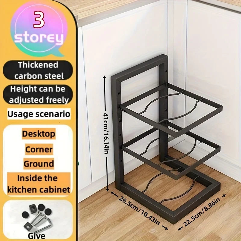 Multi-Layer Adjustable Stainless Steel Pot Rack