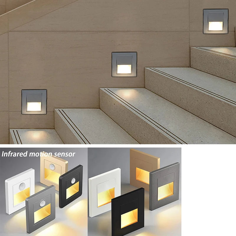 Motion Detector Light - LED Wall Lamp with Infrared Sensor for Staircase Night Light