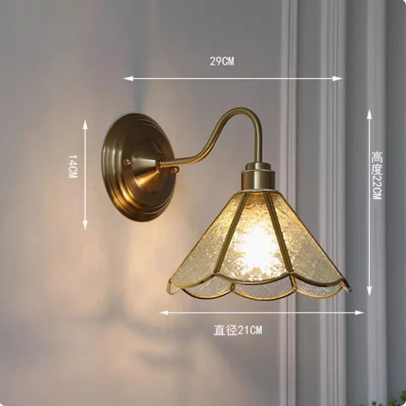 Retro Copper Tiffany Stained Glass Wall Lamp