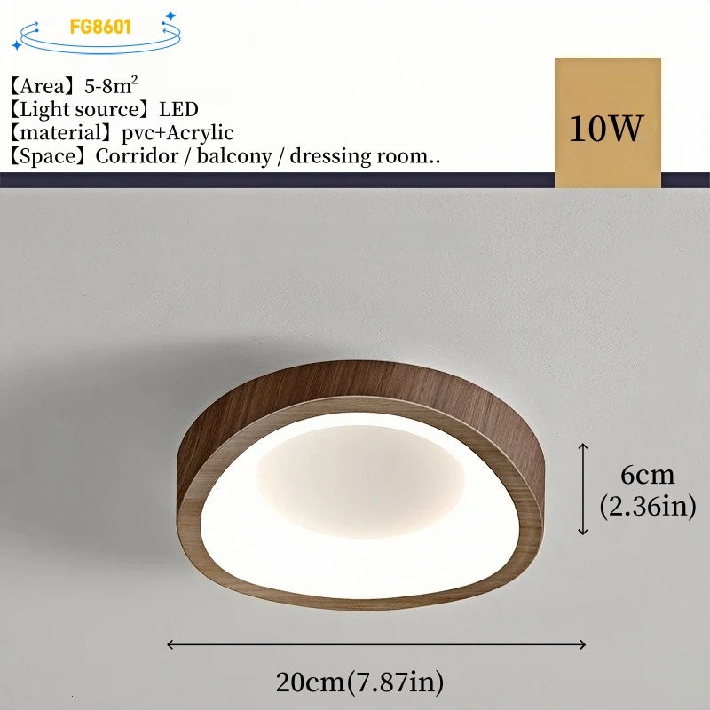 Nordic Minimalist Wood Grain Surface Mounted Ceiling Lamp