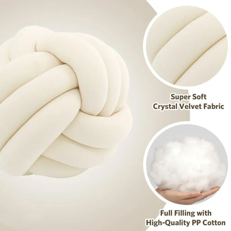 Handmade Velvet Knot Ball Round Decorative Throw Pillow