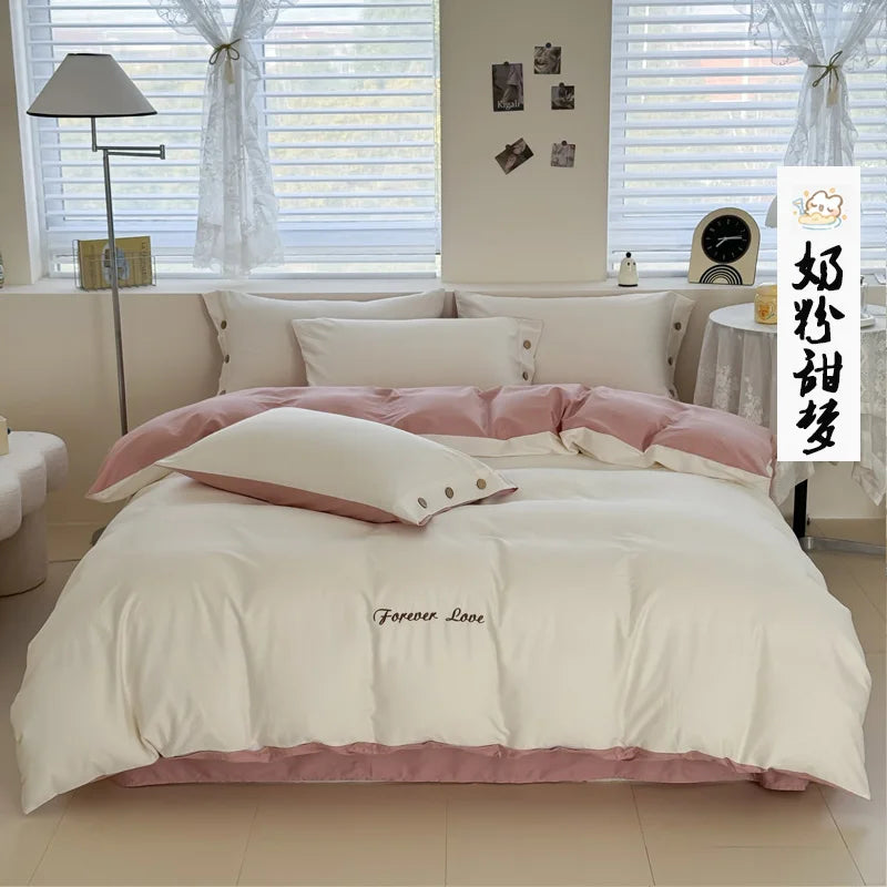 100% Cotton Two Tone Soft Skin Friendly Duvet Cover Set