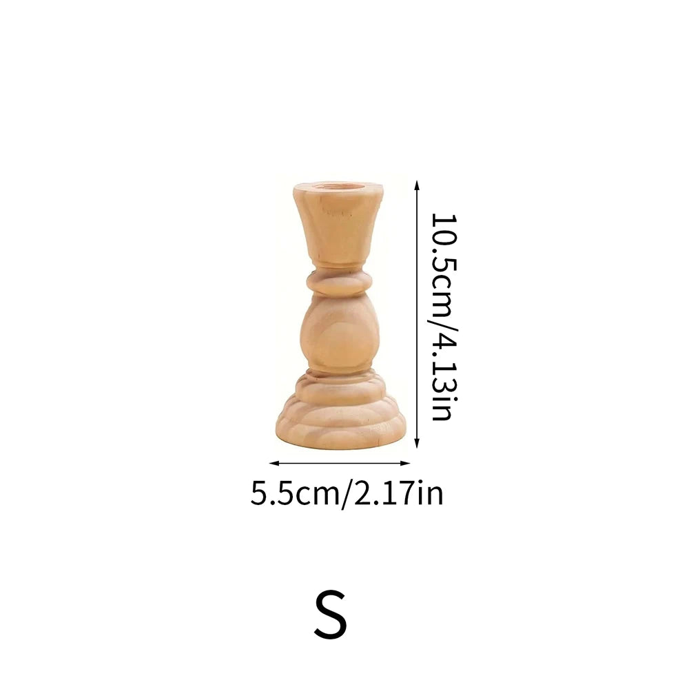 Unfinished Wood Pillar Candle Holder Set
