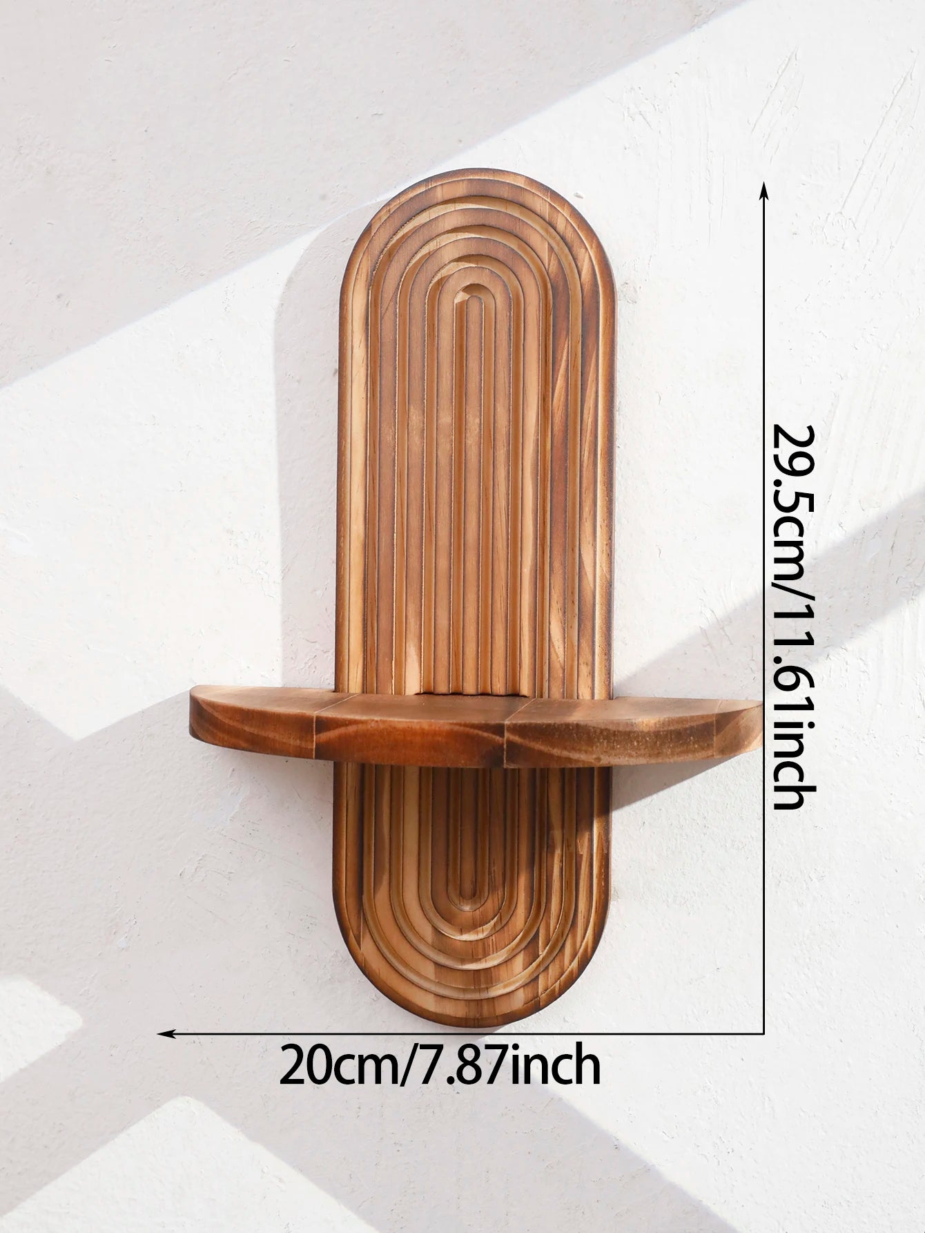 Boho Geometric Natural Wood Wall Shelf