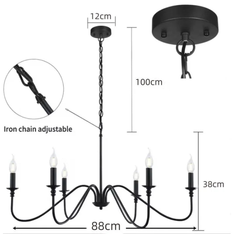 Retro Black Gold Loft Chandelier