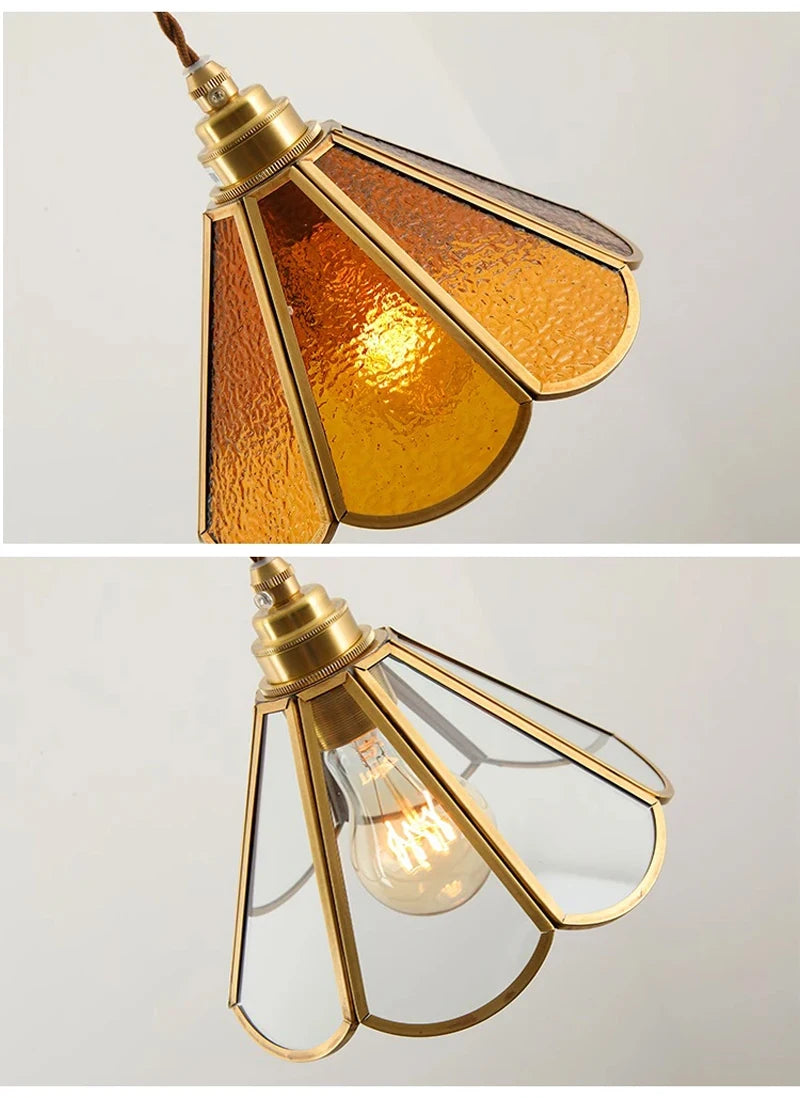 Retro Copper Tiffany Stained Glass Wall Lamp