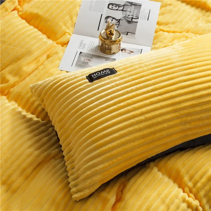 Winter Velvet Solid Color Duvet Cover Bedding Set