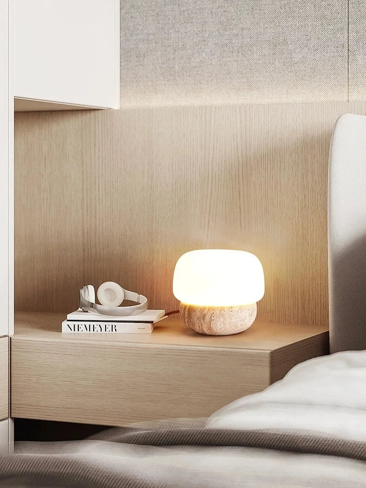 Travertine Mushroom Shaped LED Floor Lamp