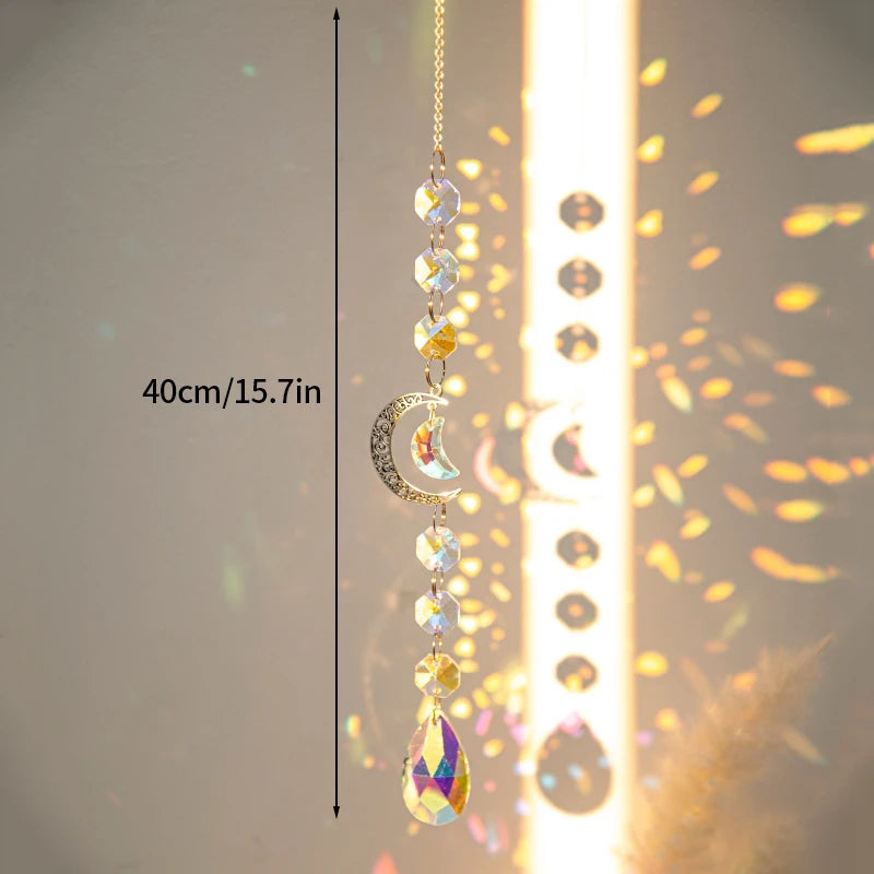 Crystal Moon Star Rainbow Suncatcher Wind Chime