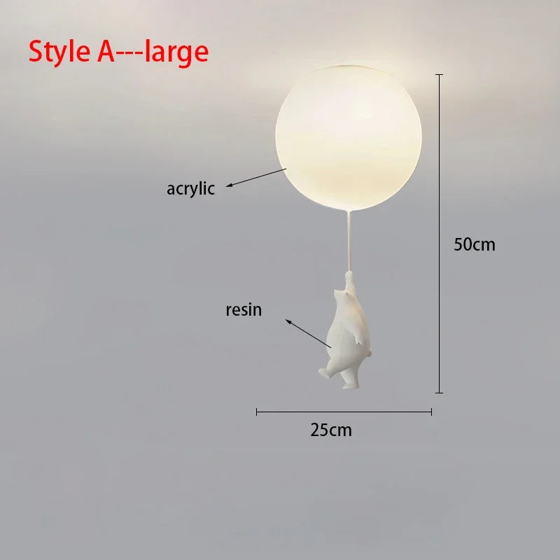 Cartoon Bear Acrylic Bedroom Ceiling Lamp