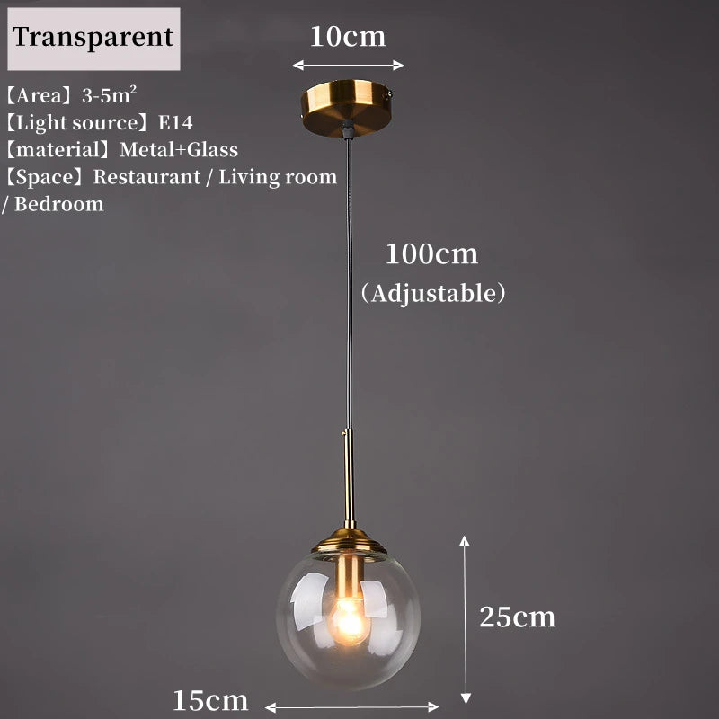 Nordic Polished Steel Glass Pendant Chandelier