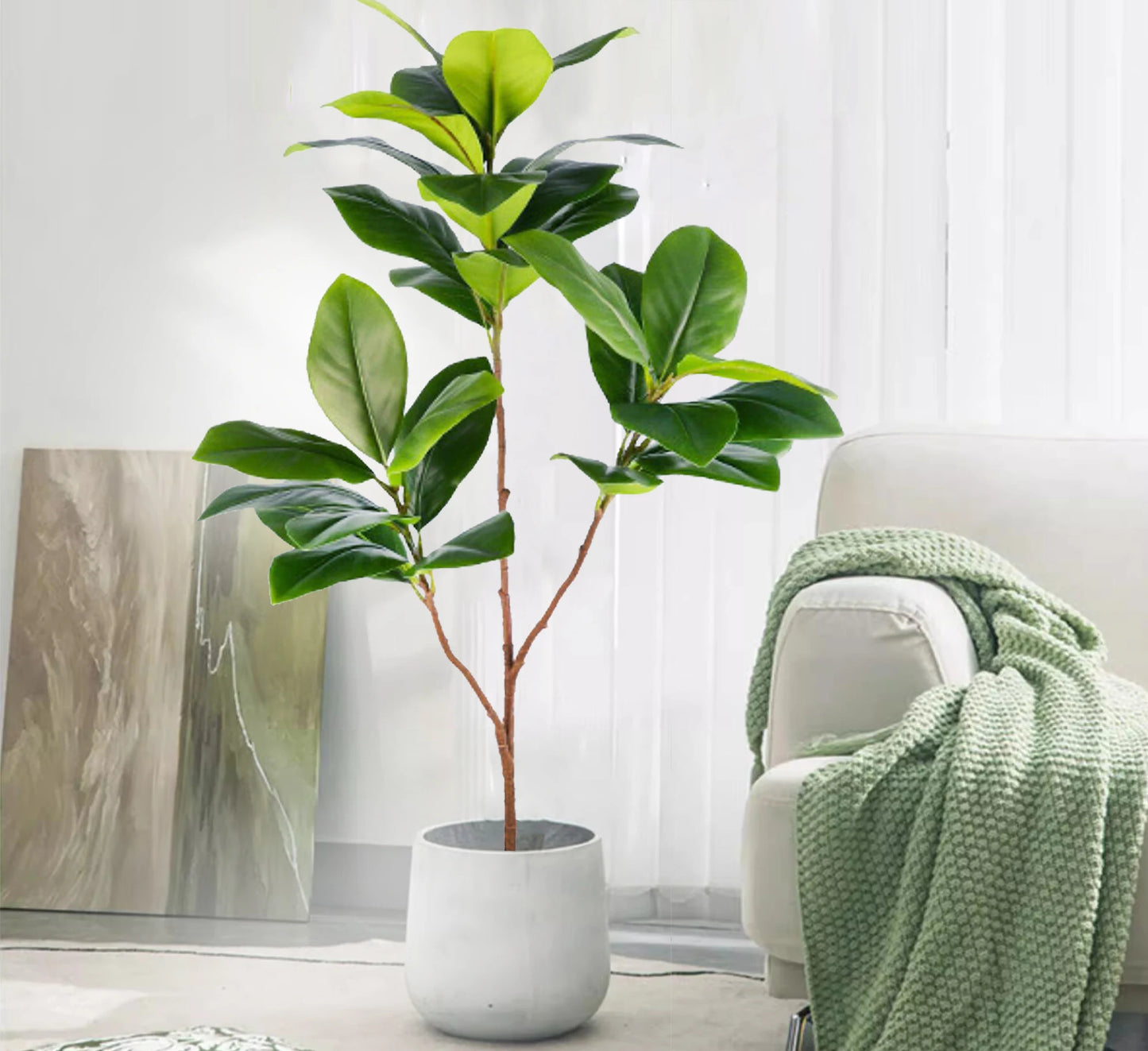 Realistic Silk Artificial Fiddle Leaf Fig Indoor Plant