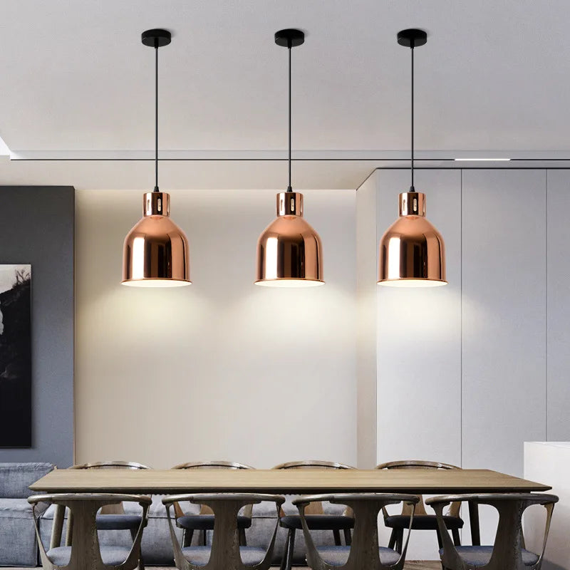 Nordic Rose Gold Metal Dining Pendant Lamp
