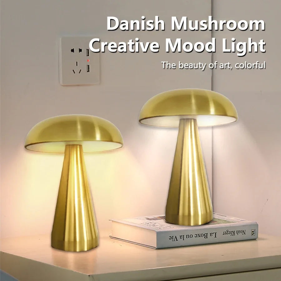 Retro Mushroom LED Touch Sensor Rechargeable Table Lamp