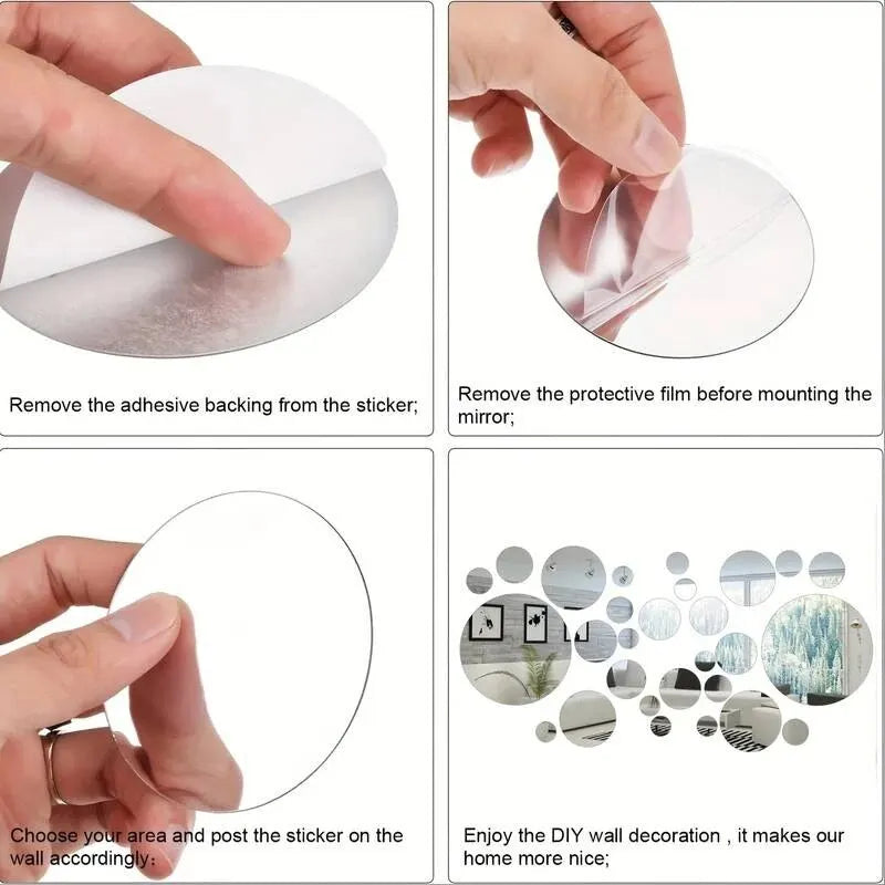 Round Acrylic Mirror Wall Sticker Set