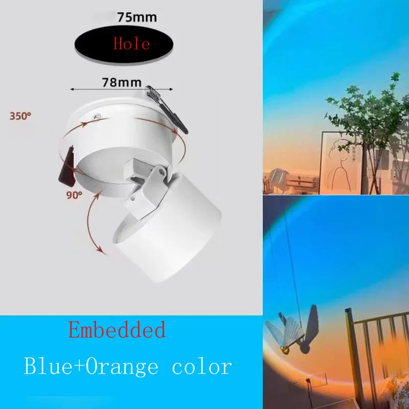 LED Sunset Lamp - Adjustable Angle Ceiling Spotlight | Modern Surface Mounted Light