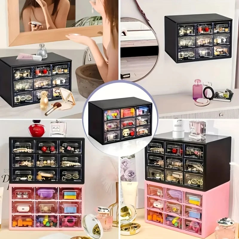 Transparent 9 Grid Desktop Office Drawer Organizer