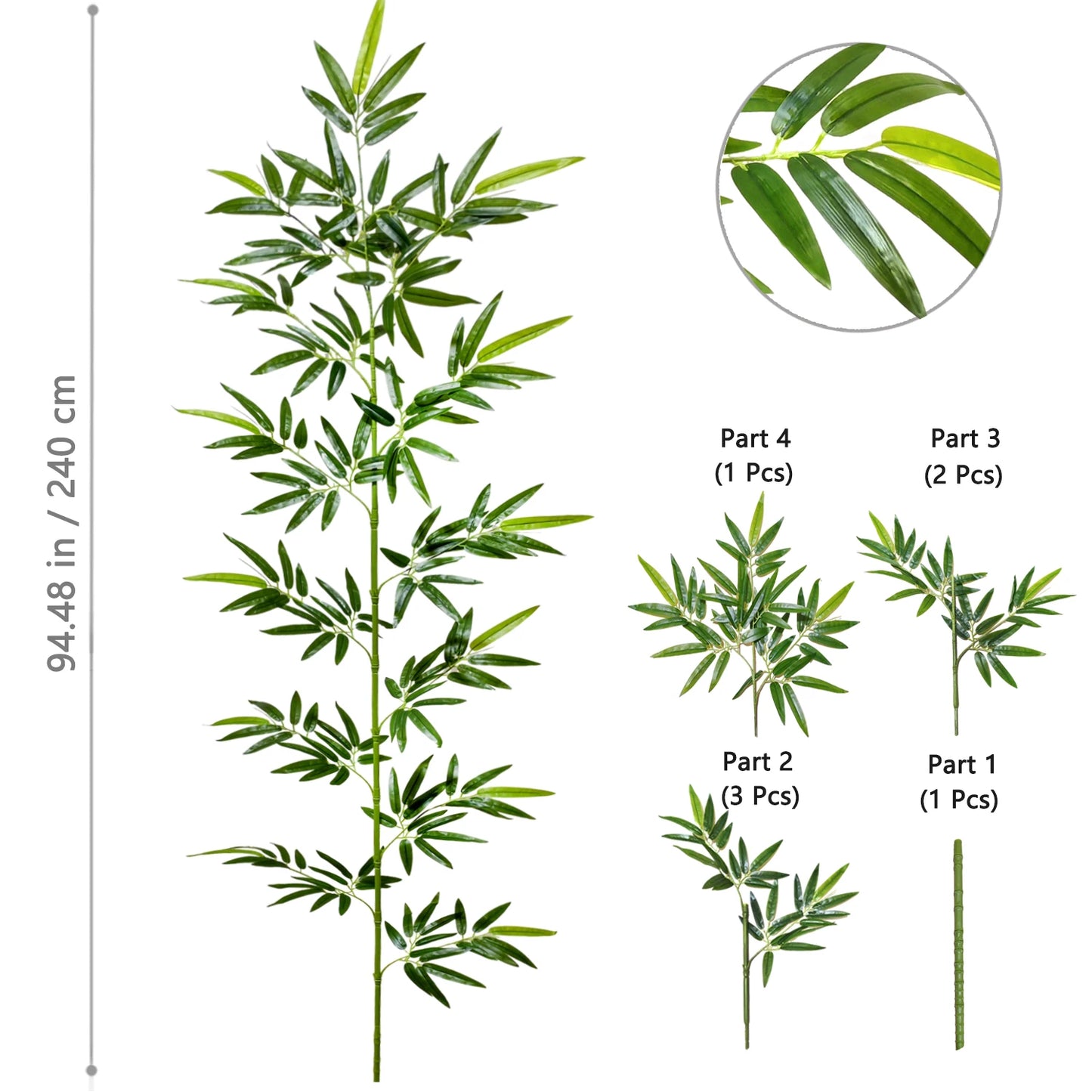 Green Silk Artificial Bamboo Branch Plant