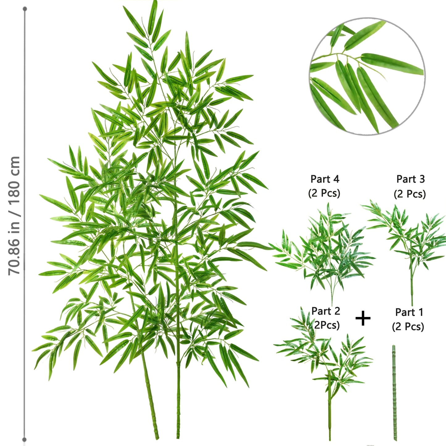 Green Silk Artificial Bamboo Branch Plant
