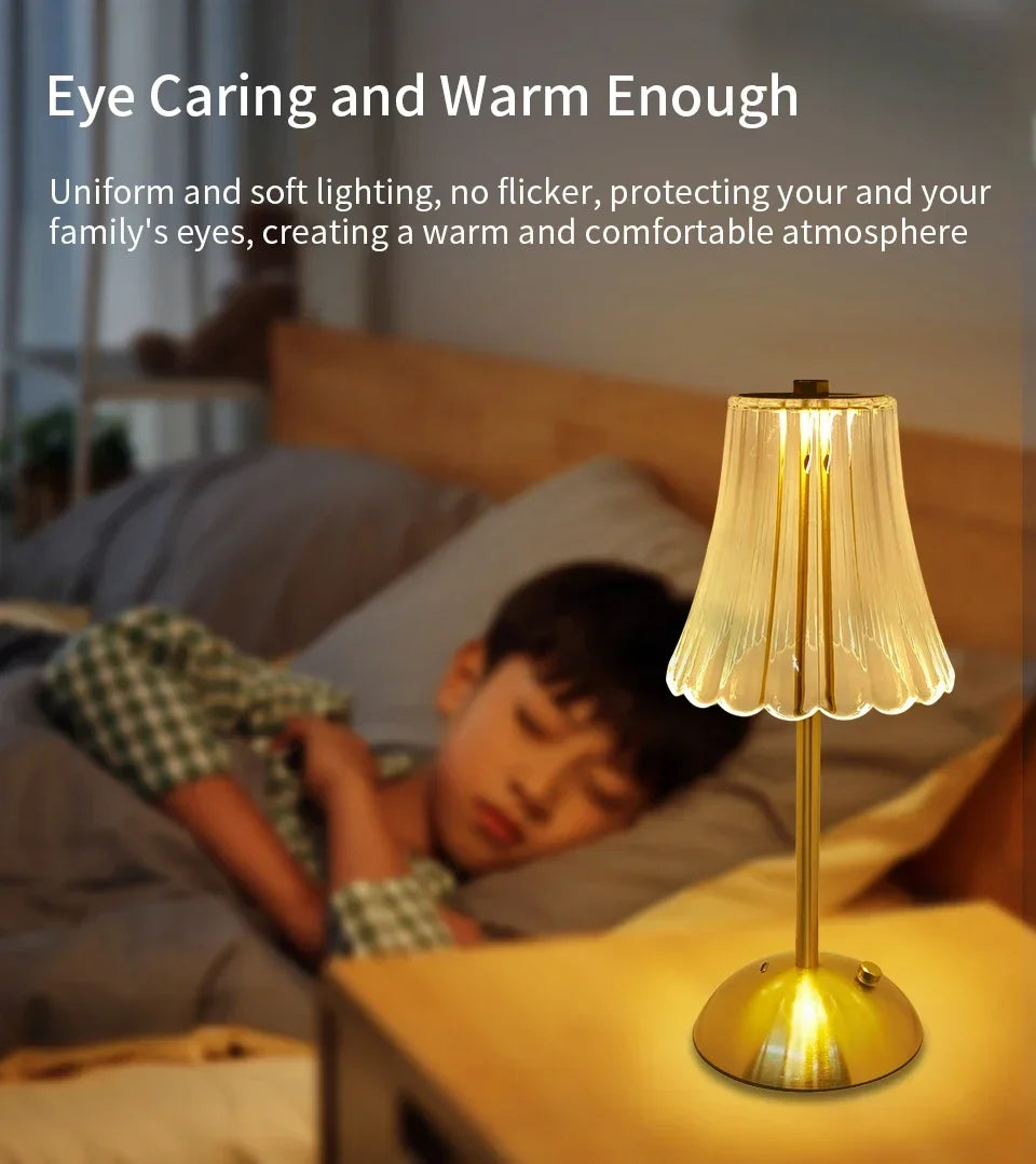 Rechargeable Touch Crystal Dimmable Night Lamp