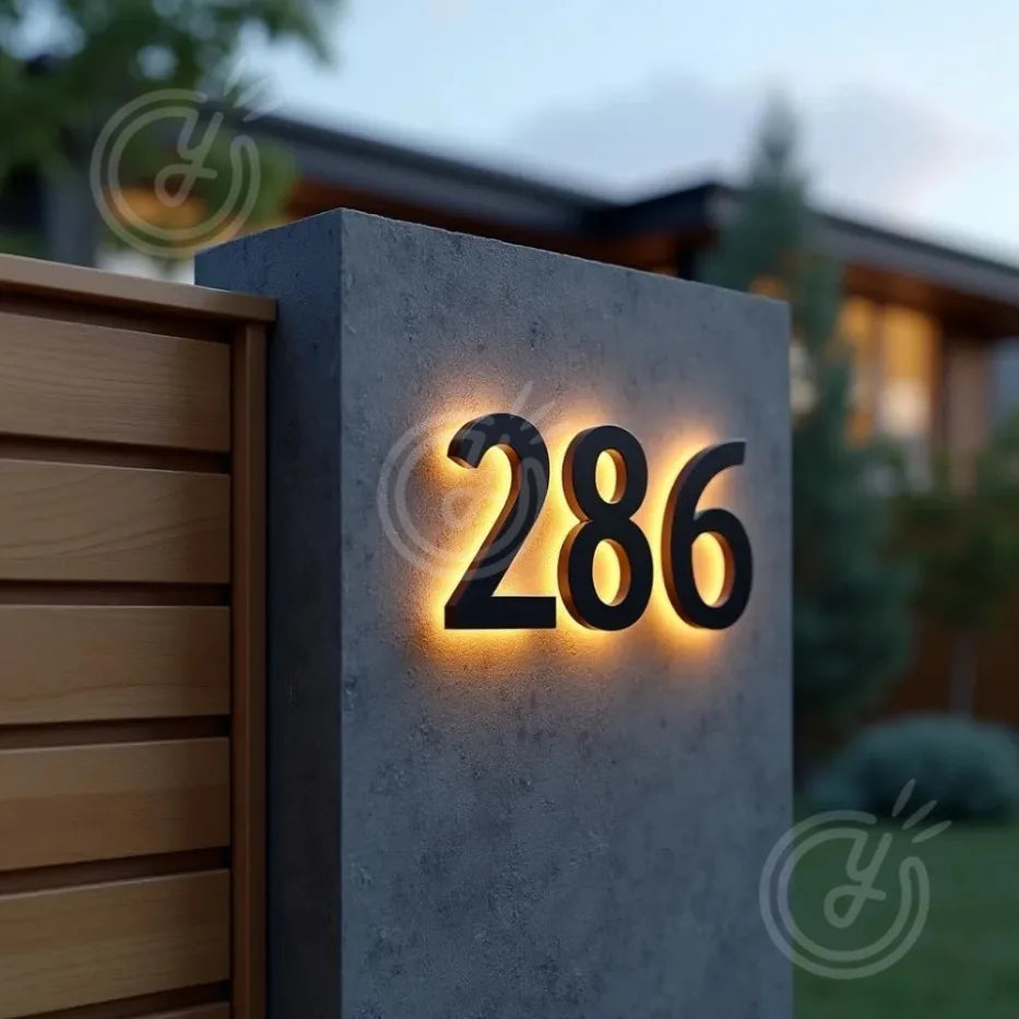 3D Backlit LED Custom Outdoor Metal House Number Sign
